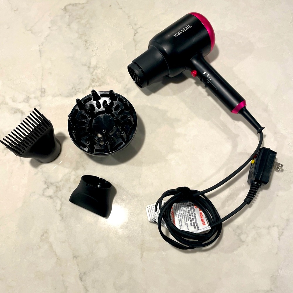 WavyTalk Professional Hair Dryer Rose w/ Diffuser Blow Dryer QL-5917BDC 1875W